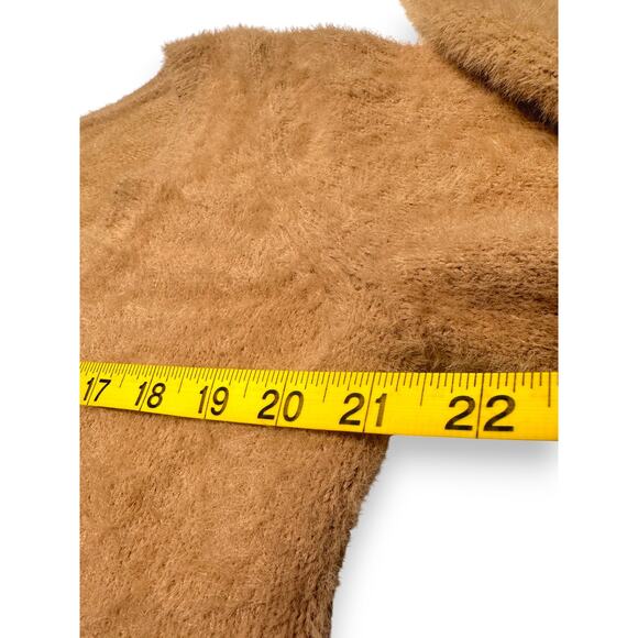 Hollister Camel Tan Fuzzy Tie-Front Cropped Cardigan Size Medium - Picture 7 of 10